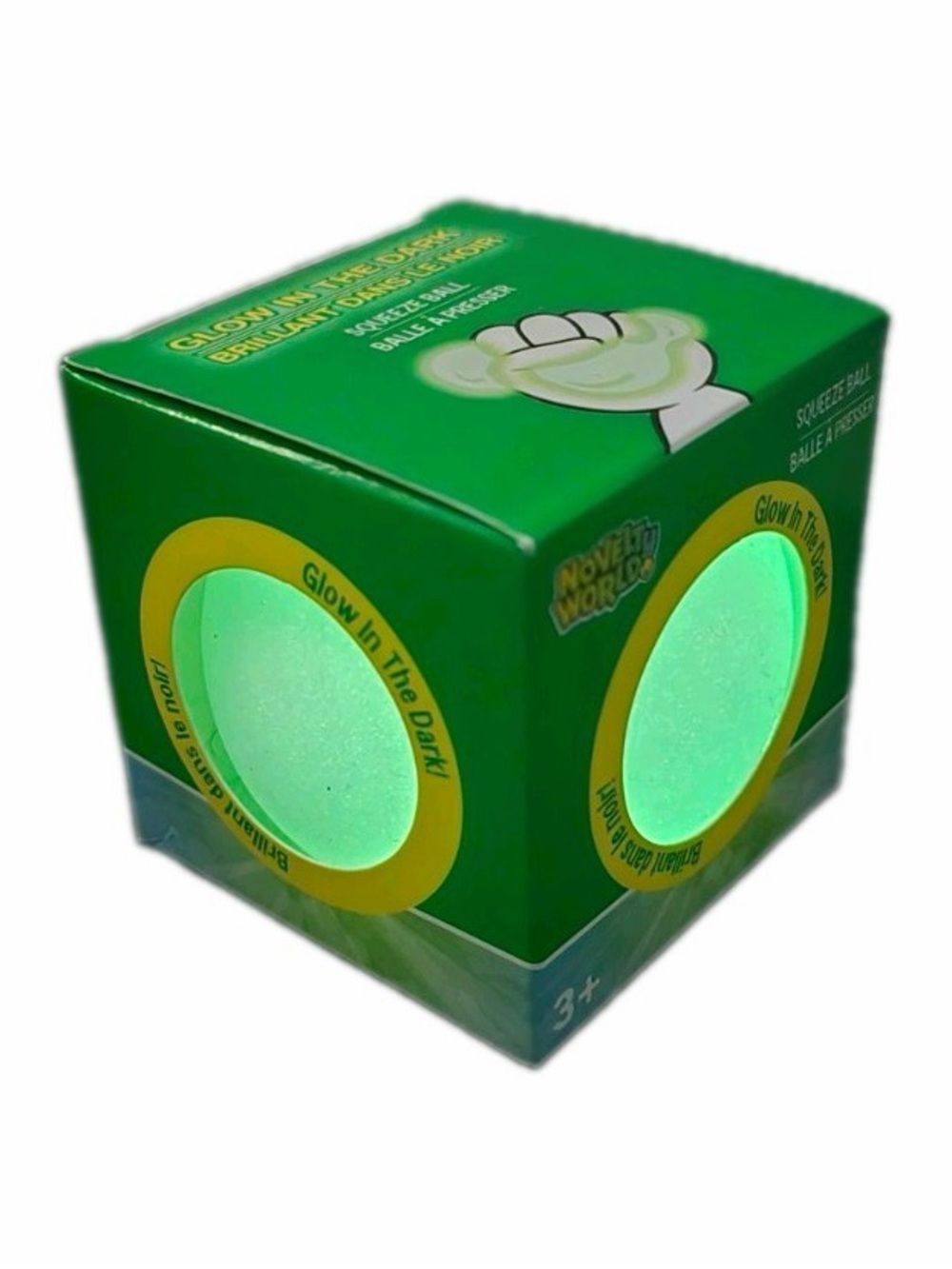 NOVELTY WORLD | Glow-In-The-Dark Squeeze Ball - White